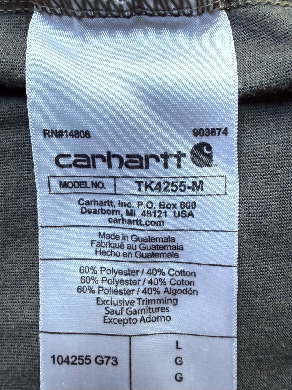 Carhartt Olive GreenLong Sleeve Quarter-Zip Pocket Work Shirt - Picture 7 of 15